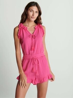 NWT SUNDAYS Pink Ruffled Sleeveless Romper